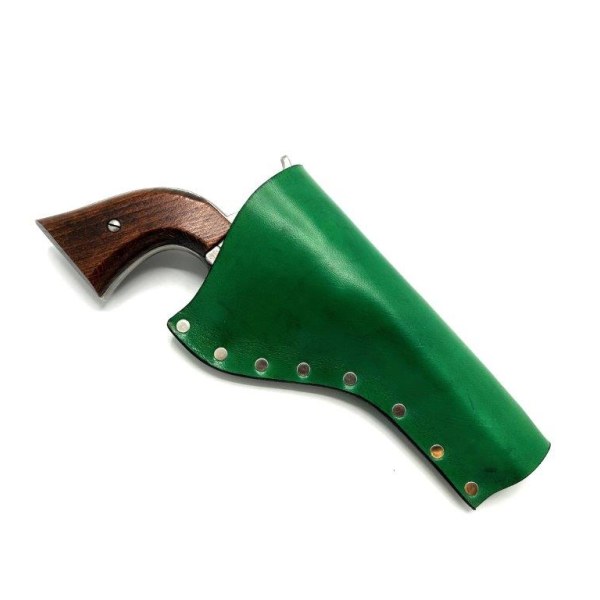 JJ Custom Works - Colt .45 Peacemaker Holster - Right - 4.75" - Green - Plain - Nickel Studs Right side - 4,75"