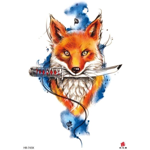Tillfällig Tatuering 21 x 15cm - Fox