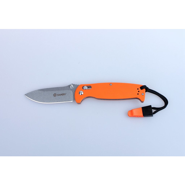GANZO G7412 Orange stonewashed with whistle - knife folding knife orange