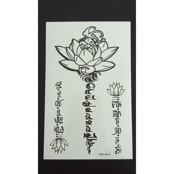 Midlertidig tatovering 19 x 12 cm - Lotus