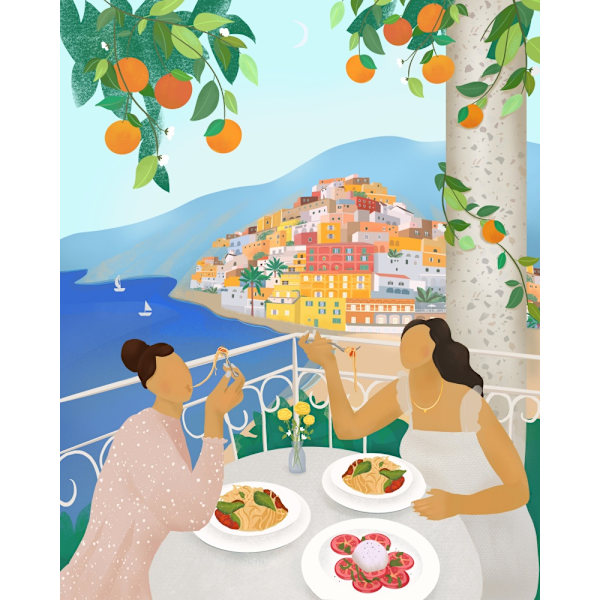 Girls In Positano MultiColor 21x30 cm