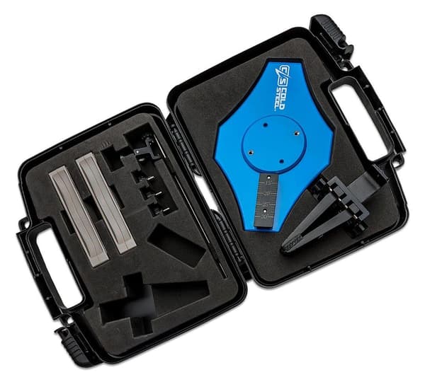 Cold Steel Benchtop Knife Sharpener – Adjustable 15–30° Angle, 4 Diamond Stones Blue