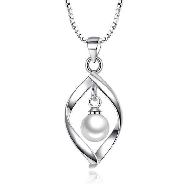 Silverfärgat halsband med imitations pärla