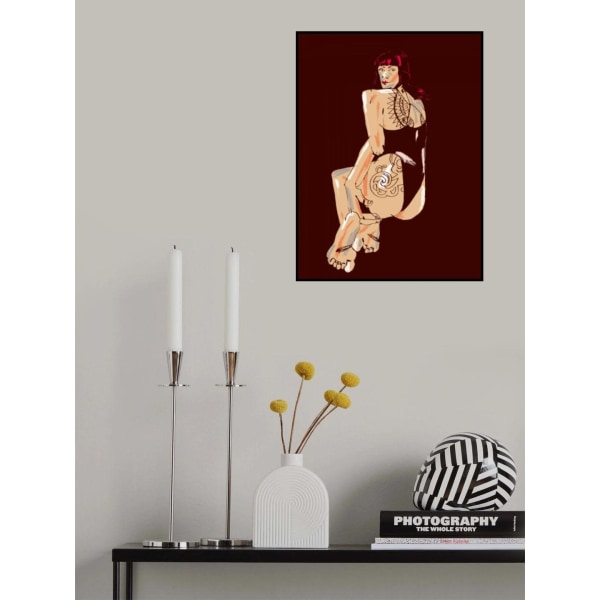 Girl With A Tattoo Dark Red MultiColor 70x100 cm