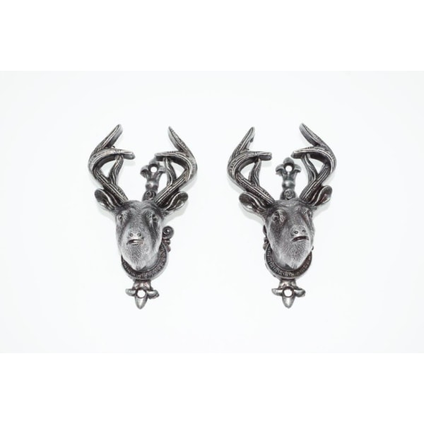 Kolser - Dekorativa krokar för upphänging - hjortar 2-pack grå