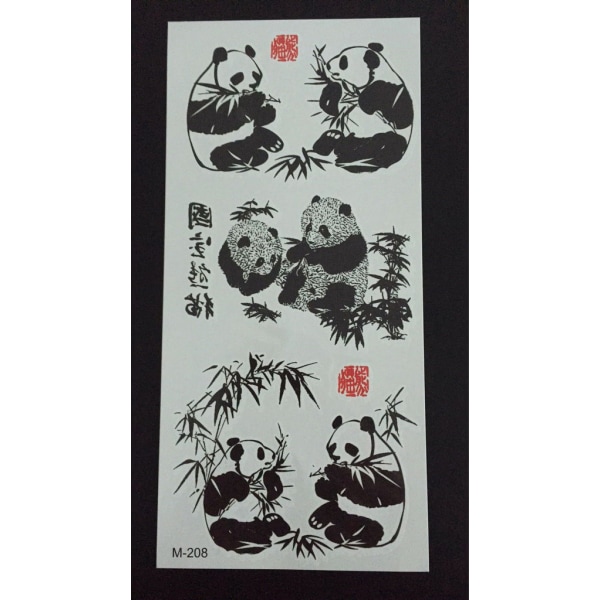 Midlertidig tatovering 19 x 9cm - pandaer