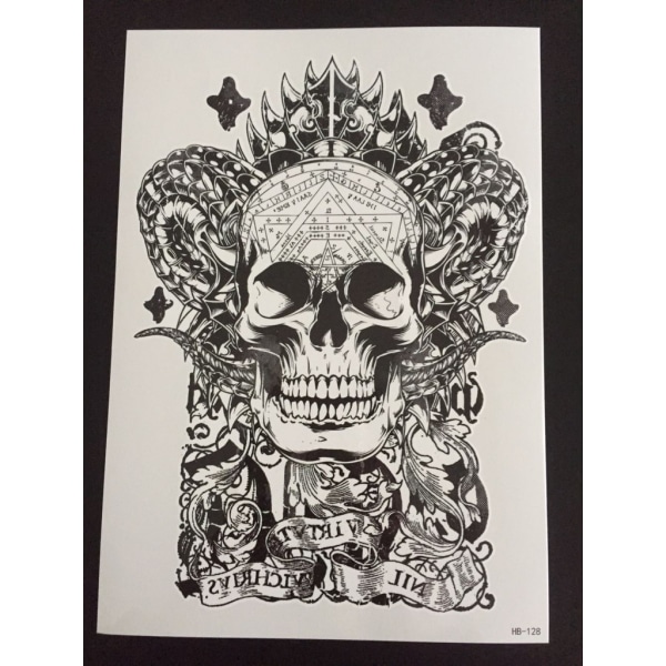 Tillfällig Tatuering 21 x 15cm - satanic scull