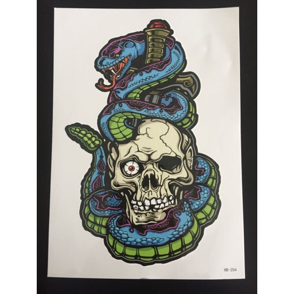 Tillfällig Tatuering 21 x 15cm - scull snake