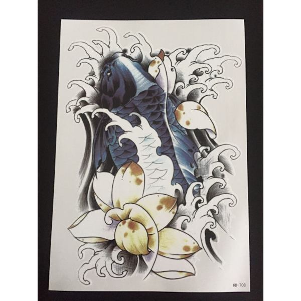 Tillfällig Tatuering 21 x 15cm -Koi Fish & Lotus