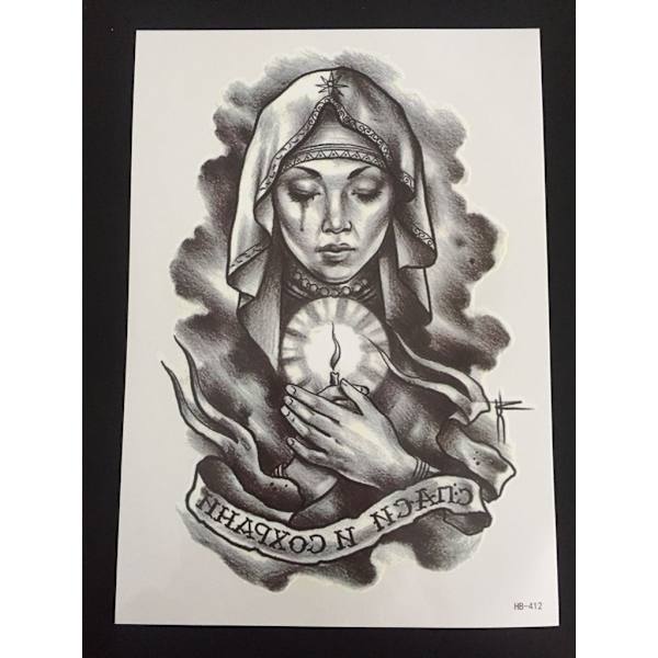 Tillfällig Tatuering 21 x 15cm - kvinna med ljus