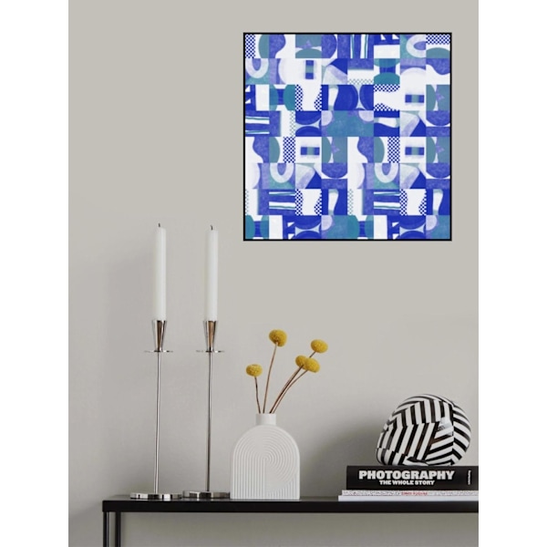 Mid Century Grid Pattern Six MultiColor 50x70 cm