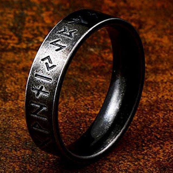 Ring - Nordisk Mytologi - Runor antik svart 6mm #7