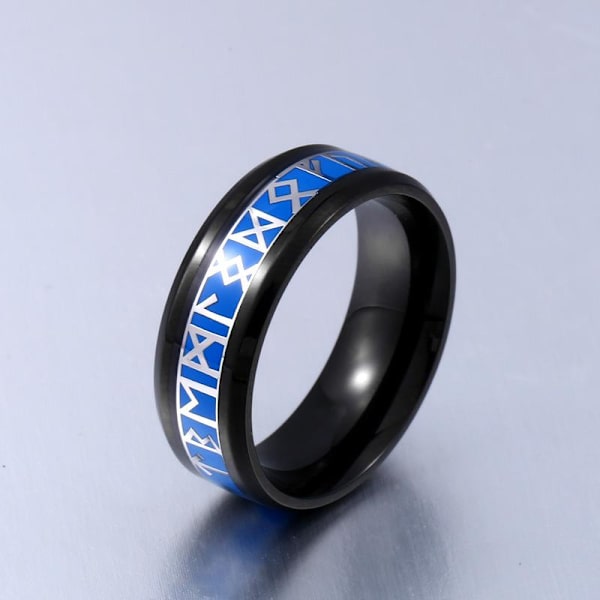 Ring - Nordisk mytologi - Runor Blå / Svart #8