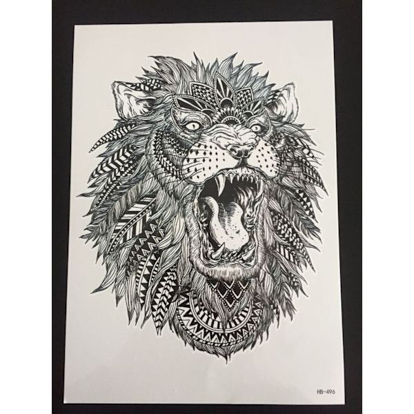 Tillfällig Tatuering 21 x 15cm - Lion