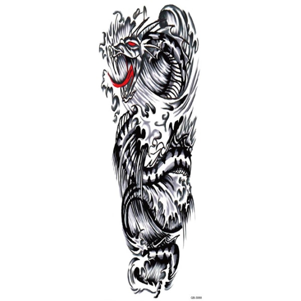 MERKINTÄ! KATSO KOKO! Väliaikainen tatuointi-46x17cm lohikäärme