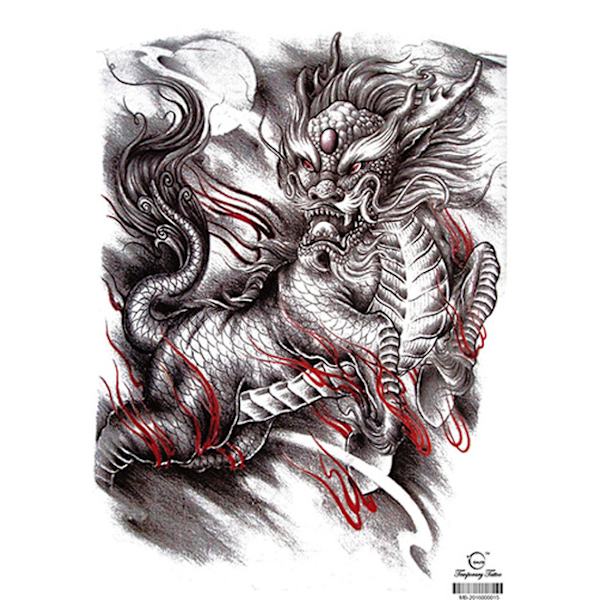 HEL RYGGTAFLA! Midlertidig Tatovering 48 x 34cm - Drake