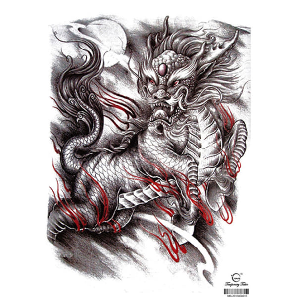 TÄYSI TAUSTAA! Väliaikainen tatuointi 48 x 34 cm - Dragon