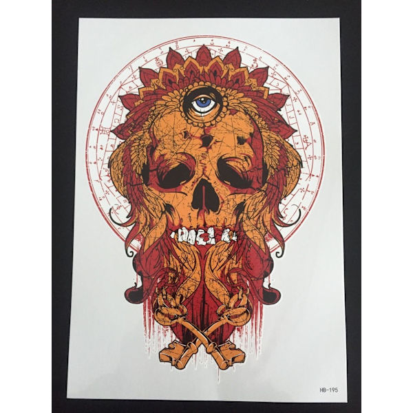 Tillfällig Tatuering 21 x 15cm - scull