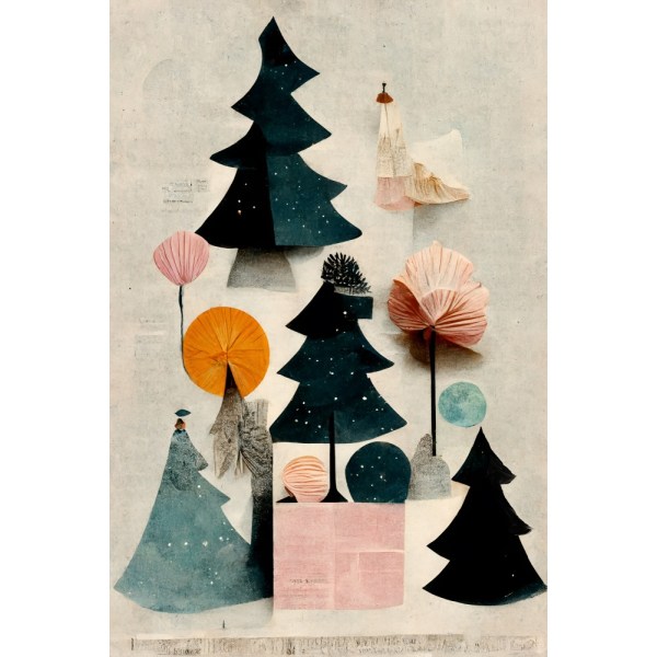 Cute Pine Tree Composition MultiColor 50x70 cm