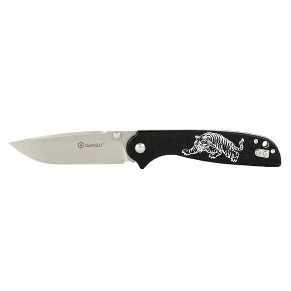 GANZO - G6803-TG - Black folding knife with tiger pattern Black