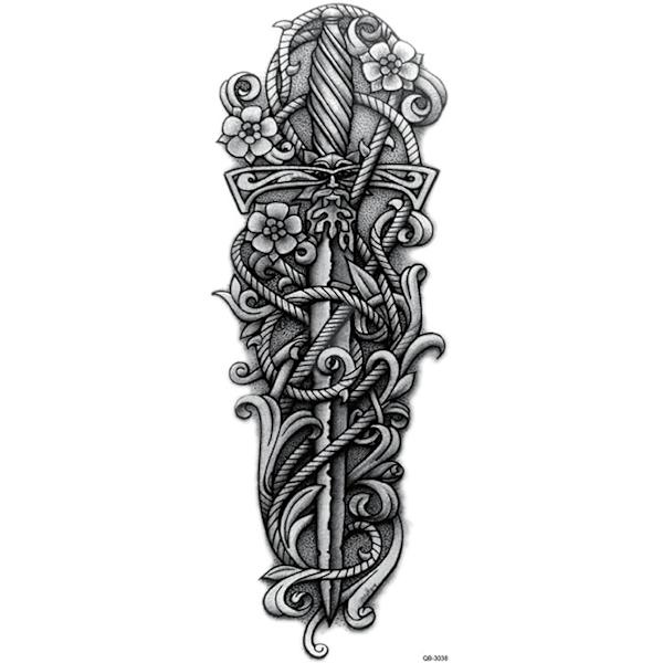 OBS! SE STORLEK! Tillfällig Tatuering - 46 x 17 cm - svärd