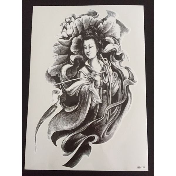 Tillfällig Tatuering 21 x 15cm - Geisha