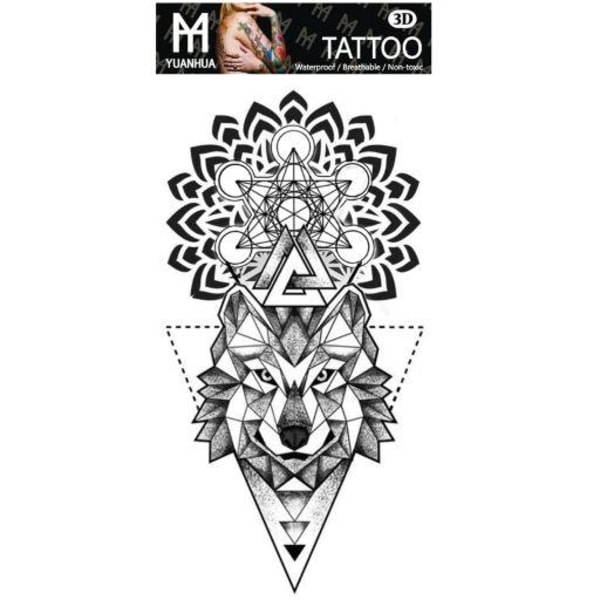 Väliaikainen tatuointi 19 x 9cm - Pariton kuvio, jossa karhu ja tähti