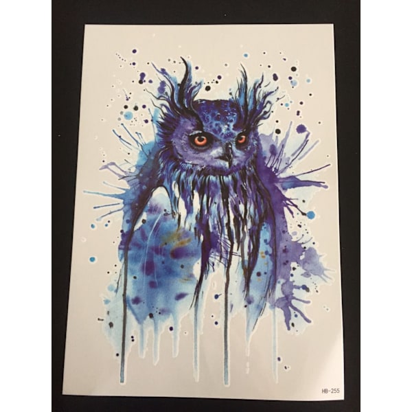 Tillfällig Tatuering 21 x 15cm - uggla owl