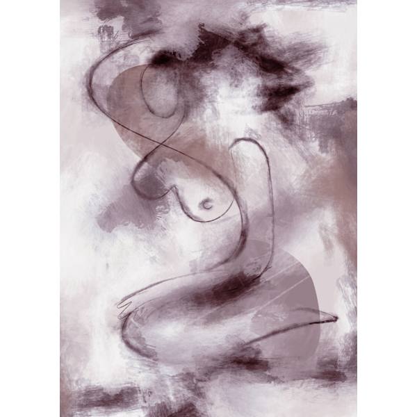 Nainen Figuratiivinen Abstrakti Maalaus Violetti MultiColor 70x100 cm