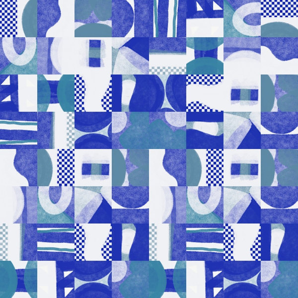 Mid Century Grid Pattern Six MultiColor 50x70 cm