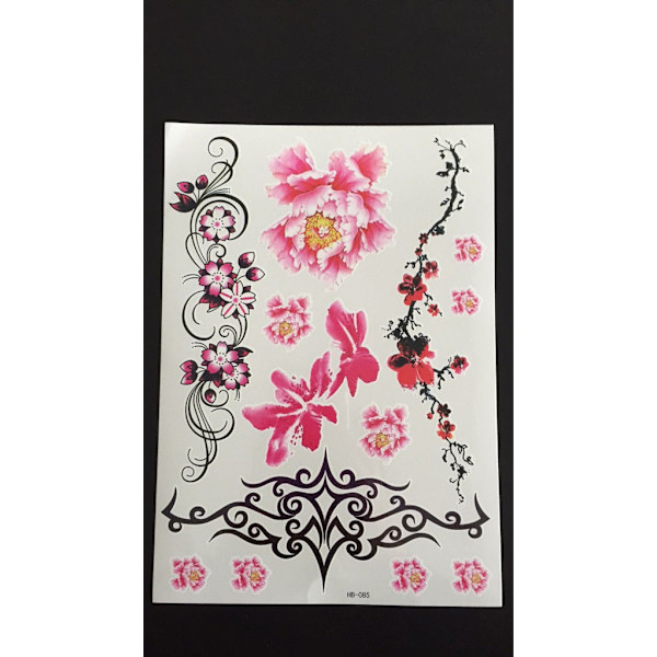 Midlertidig tatovering 21 x 15cm - Blomster