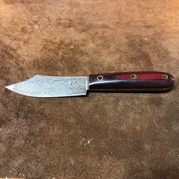 Håndlaget jaktkniv Damask micarta Brown