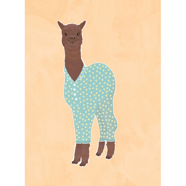 Llama In Pjs Banana Orange MultiColor 50x70 cm