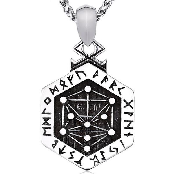 Pendant- Nordic Mythology - Runalder with runes and vegvisir