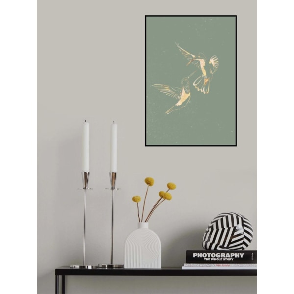 Sage Green Gold Hummingbirds MultiColor 50x70 cm