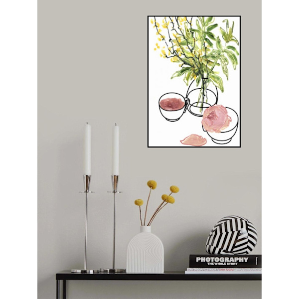 Vase, Teacup, And Rose MultiColor 70x100 cm