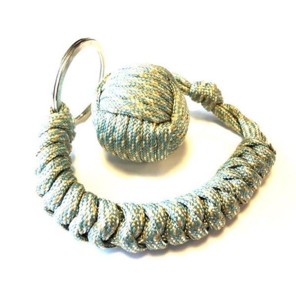 Paracord MonkeyFist / Apnäve -  nyckelring green white brown Green White Brown