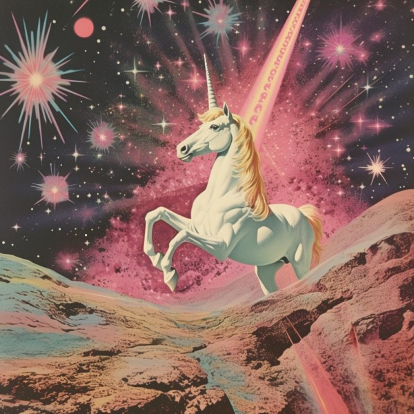 Magic Unicorn Collage Art MultiColor 70x100 cm