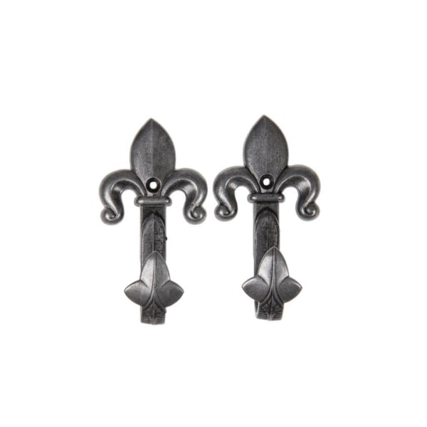 Kolser - Decorative hooks for hanging - small fleur-de-lis 2-pack Grey