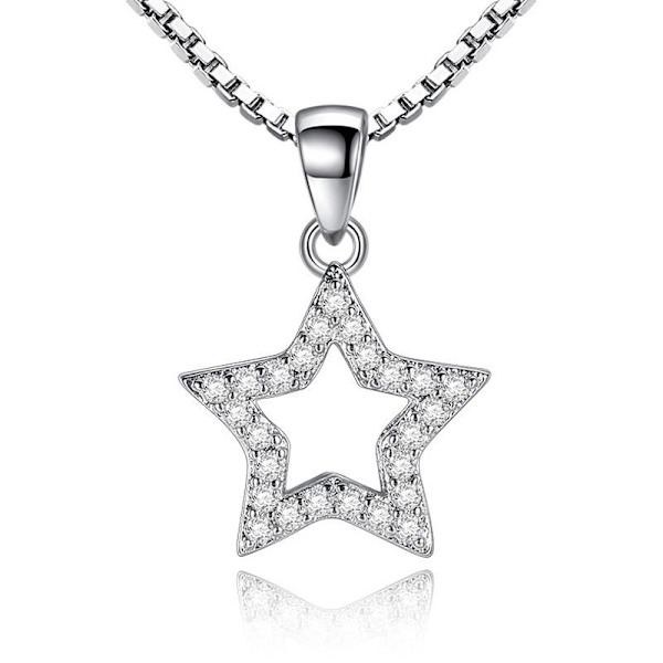 Silverfärgat stjärnhalsband med kedja och vit strass