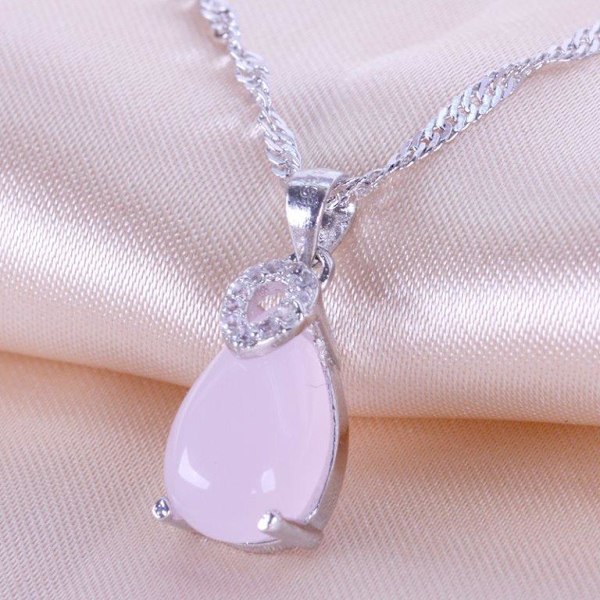 Water drop necklace - silver color with rhinestone