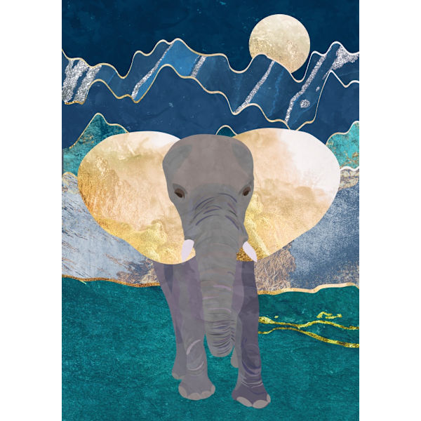 Moonlight Golden Elephant MultiColor 21x30 cm