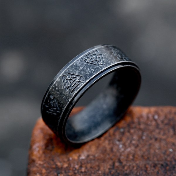 Ring - Nordic Mythology - Valknut antikk sort #7