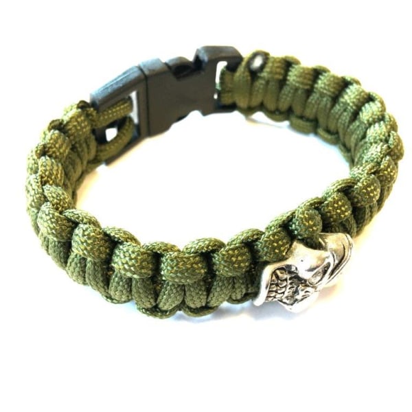 Paracord bracelet with cool scull - green DarkGreen grön