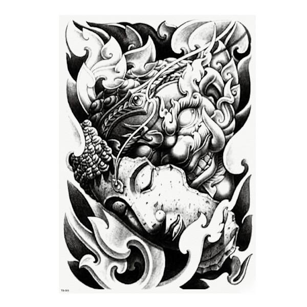 HEL RYGG TAVLE! Midlertidig Tatovering 48 x 34cm - Drage
