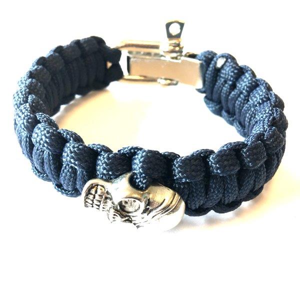 Paracordarmband with cool scull - dark blue mörk blå