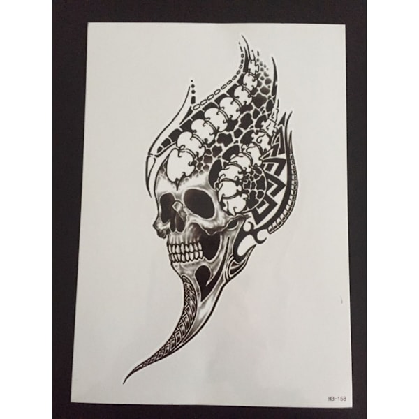 Midlertidig tatovering 21 x 15cm - hodeskalle
