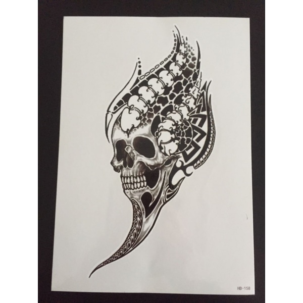 Tillfällig Tatuering 21 x 15cm - scull