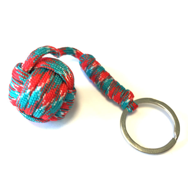 Paracord MonkeyFist / Keychain turkquise red turkos röd