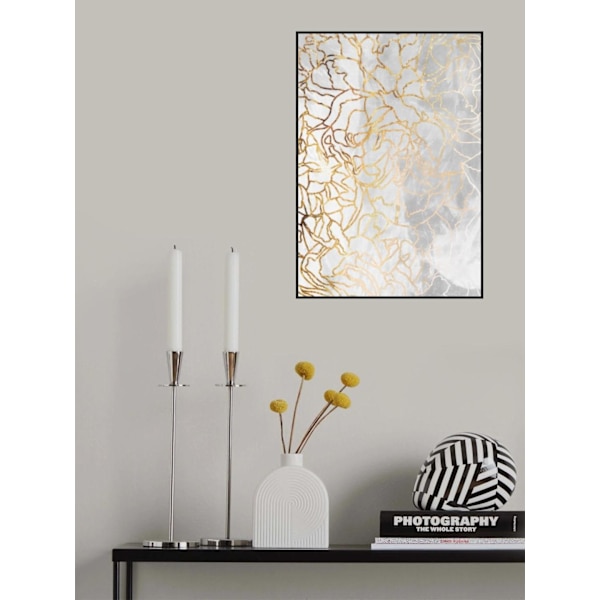 Abstract Gold Peonies Line Art Concrete MultiColor 50x70 cm